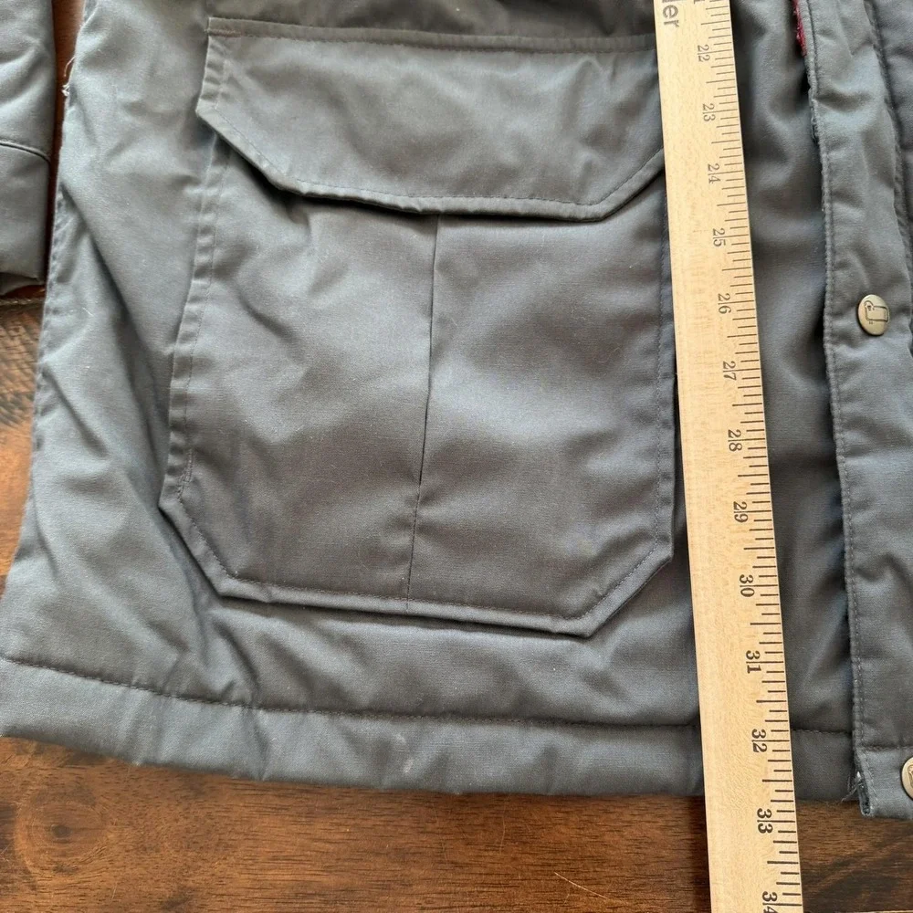 Vintage Woolrich Jacket Mens Large Gray‎ Insulated Parka Plaid Wool Lined USA